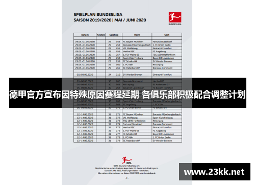 德甲官方宣布因特殊原因赛程延期 各俱乐部积极配合调整计划
